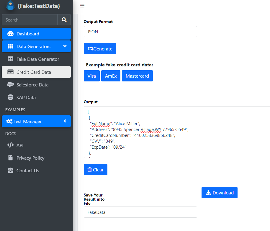 Fake Test Data Generator